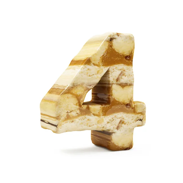 Caramel Peanut Numbers Isolato Bianco Numero Rendering — Foto Stock