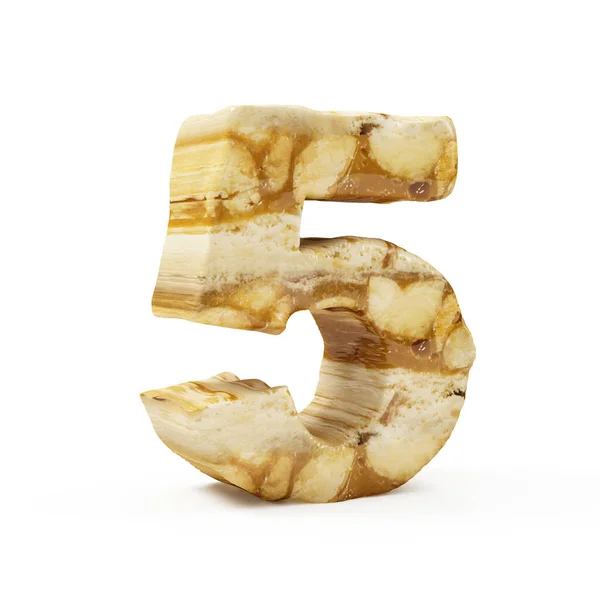 Caramel Peanut Numbers Isolato Bianco Numero Rendering — Foto Stock