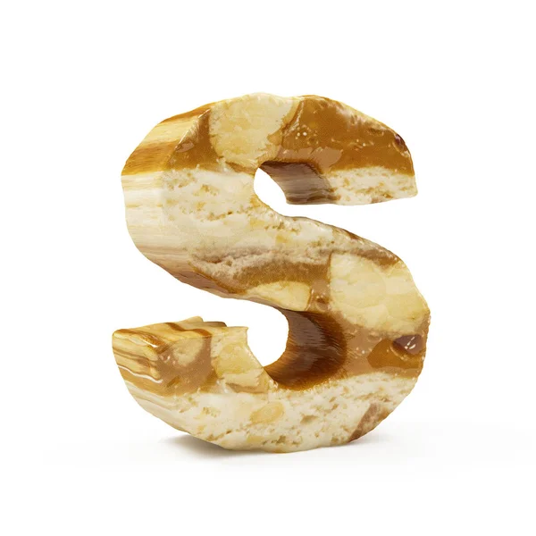 Caramel Peanut Alphabet Isolated White Letter Rendering — Stock Photo, Image