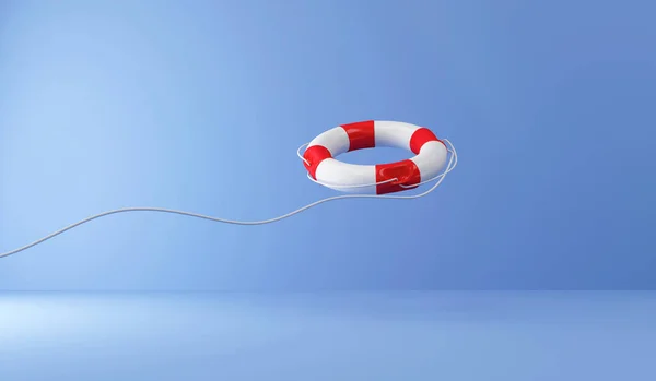 3Dイラスト Lifebuoy Blue Background — ストック写真