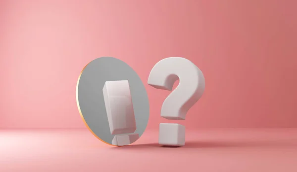 ピンクの背景にクエスチョンマークのアイコン 3Dイラスト — ストック写真