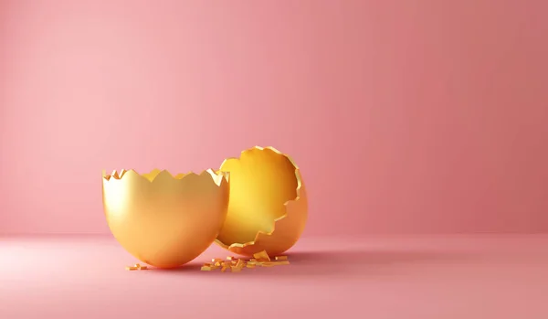 Golden Egg Pink Background Illustration — Stock Photo, Image