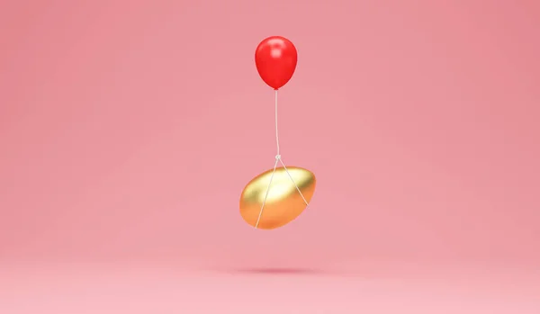 Weergave Van Een Roze Ballon Met Een Rode Bal Een — Stockfoto