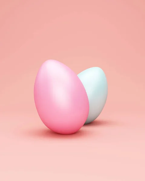 Huevos Pascua Sobre Fondo Rosa Renderizado — Foto de Stock