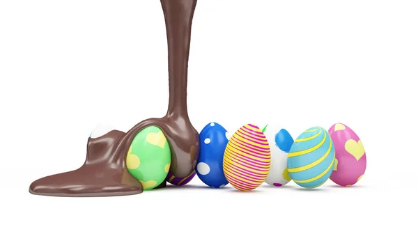 Easter Eggs Glass White Background — Stock Photo, Image