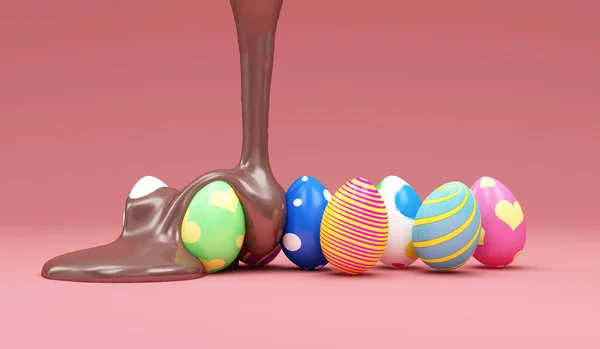 Pembe Arka Planda Paskalya Yumurtaları — Stok fotoğraf