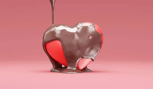 Chocolade Hartvormige Rendering — Stockfoto