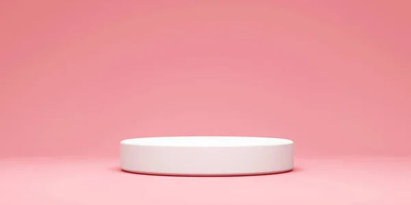 白を基調としたピンクの表彰台 ミニマルなデザイン 3Dレンダリング イラスト — ストック写真