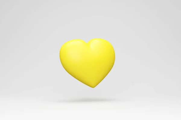 Rendu Coeur Jaune Isolé Sur Fond Blanc — Photo