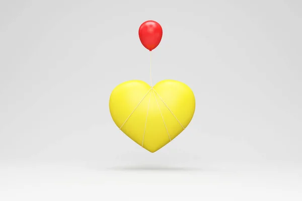三维渲染具有心脏形状的气球 独立于白色背景 — 图库照片