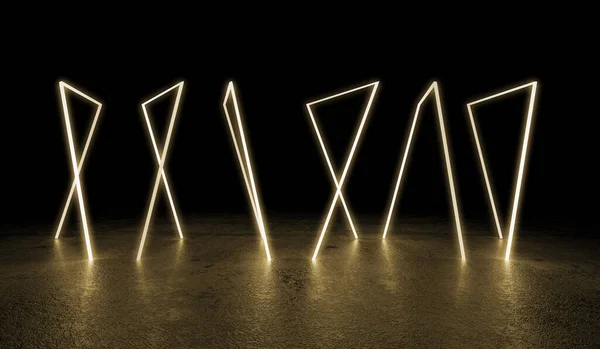 Weergave Van Een Futuristische Achtergrond Met Een Gloeiende Neon Lichten — Stockfoto