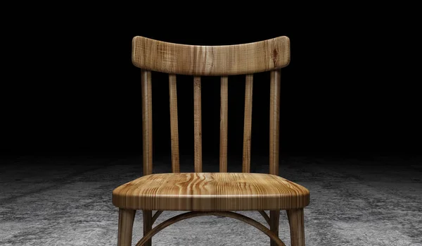 Drewniane Krzesło Czarnym Tle — Zdjęcie stockowe