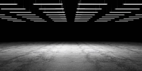 Prázdný Pokoj Tmavou Betonovou Podlahou Černobílou Cihlovou Zdí Pozadí — Stock fotografie