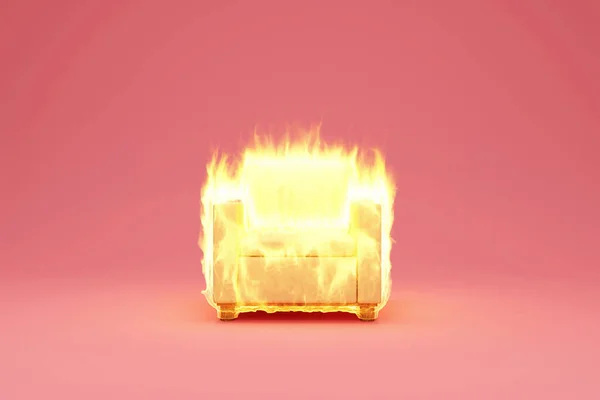 Rendering Yellow Fire Pink Background — Stock Photo, Image