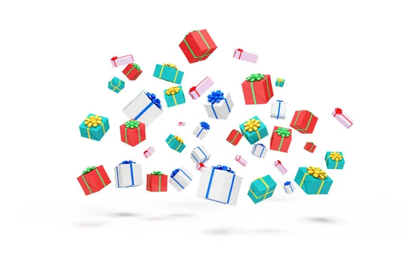 Geschenkboxen Mit Geschenken Und Weihnachtsdekoration Vektorillustration — Stockfoto