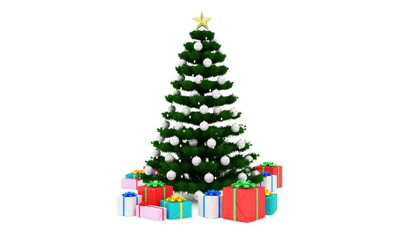 Albero Natale Con Regali Scatole Regalo Forma Abete — Foto Stock