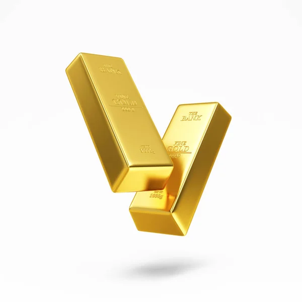 Gold Bars Golden Nuggets Isolated White Background Illustration — Stock Photo, Image