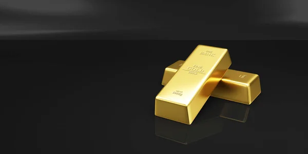 Gold Bars Black Background — Stock Photo, Image