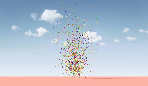 Kleurrijke Ballonnen Vliegen Lucht — Stockfoto