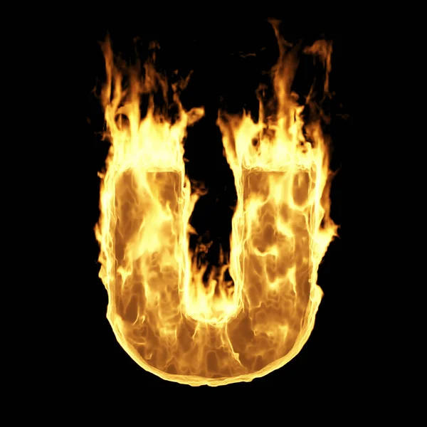 Burning Flame Alphabet Fire Letters Isolated Black Background Letter Rendering — Stock Photo, Image