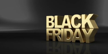 Kara Cuma indirimli afişi. 3d oluşturma