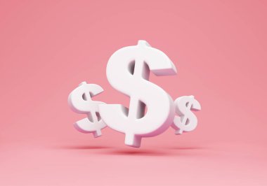 Pembe arka planda $sembolünün 3D canlandırması