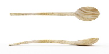 Tahta kaşık beyaz arkaplanda izole edildi