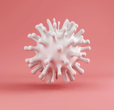 Pembe arka planda beyaz bir virüsün 3 boyutlu canlandırması
