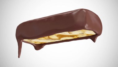 Beyaz arka planda karamel soslu çikolata.