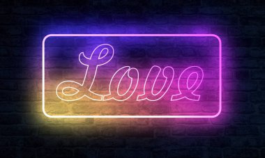 Üzerinde yazı ve yazı olan neon bir tabela. vektör illüstrasyonu