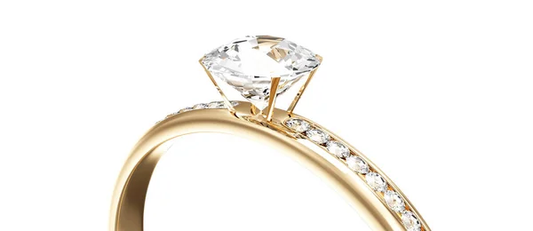 Anello Diamanti Con Diamanti Isolati Sfondo Bianco — Foto Stock