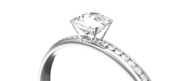 Diamentowy Pierścień Diamentami Białym Tle — Zdjęcie stockowe