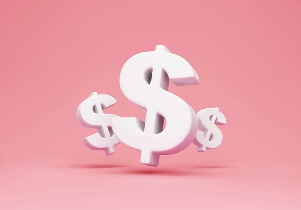 Renderização Símbolo Dólar Fundo Rosa — Fotografia de Stock