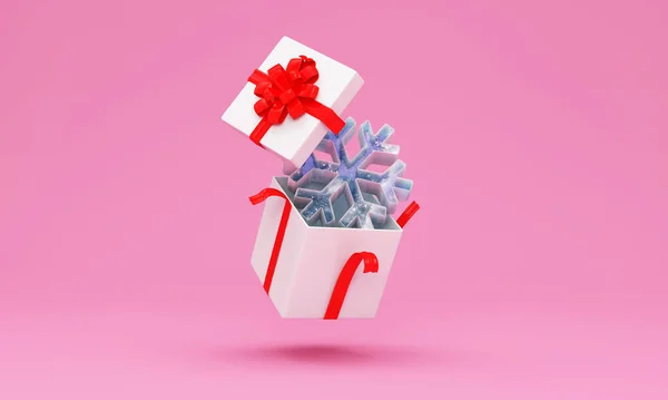 Caja Regalo Con Cinta Rosa Lazo Renderizado —  Fotos de Stock