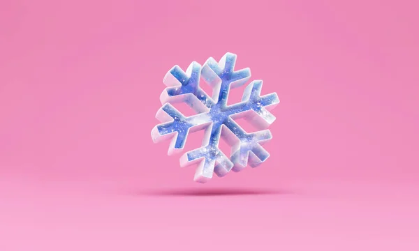 Copo Nieve Navidad Sobre Fondo Rosa Renderizado —  Fotos de Stock