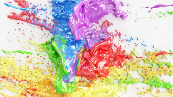 Colorful Acrylic Paint Splashes White Background — Stock Photo, Image