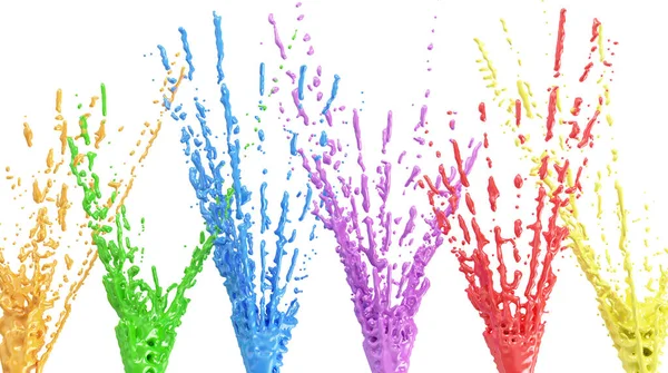 Colorful Paint Splashes Isolated White Background — Stock Photo, Image