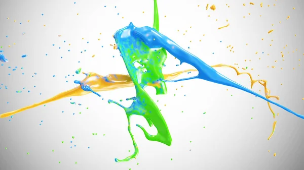 Multicolor Paint Splash Lejtős Alapon Absztrakt Művészet Koncepció Renderelés — Stock Fotó