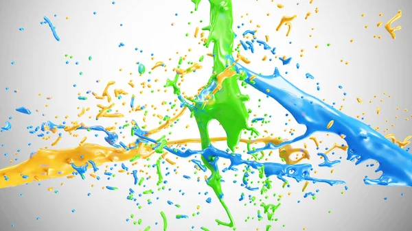 Multicolor Paint Splash Lejtős Alapon Absztrakt Művészet Koncepció Renderelés — Stock Fotó