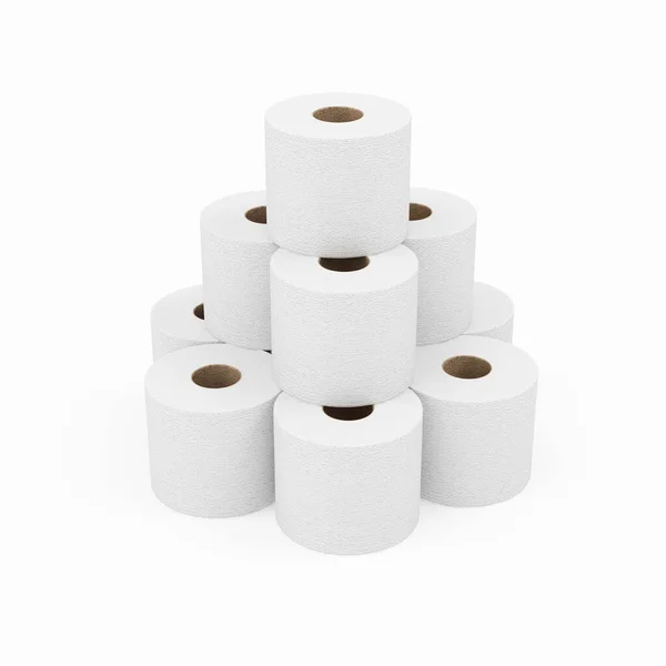 Beyaz Tuvalet Kağıdı Yığını Beyaz Arkaplanda Izole Edildi Hazırlama — Stok fotoğraf