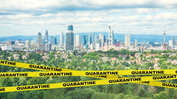 德国法兰克福的检疫线限制区 危险区概念 — 图库照片