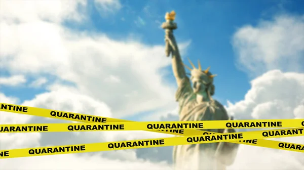 美国纽约的隔离线限制区 危险区域概念 3D渲染 — 图库照片