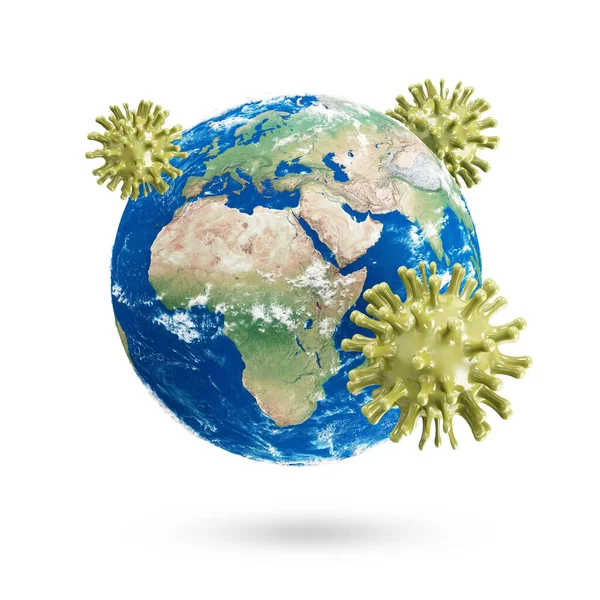 Peta Dunia Dengan Virus Bumi Bakteri Canada Terisolasi Pada Latar — Stok Foto