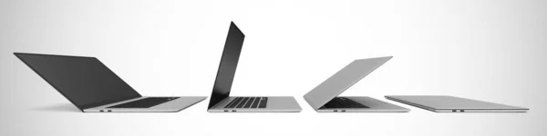 Rendering Von Laptop Und Computermonitor Auf Weißem Hintergrund — Stockfoto