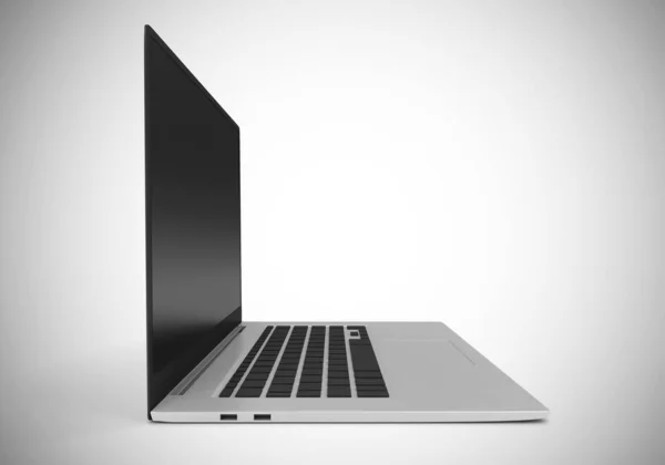 Laptop Com Tela Branco Fundo Branco — Fotografia de Stock