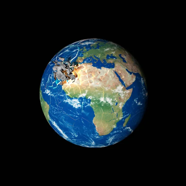 Siyah Arka Planda Mavi Gökyüzü Olan Dünya Gezegeni — Stok fotoğraf