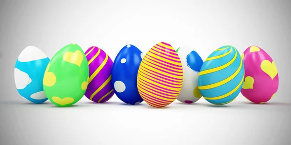 Colorful Easter Eggs White Background — Stock Photo, Image