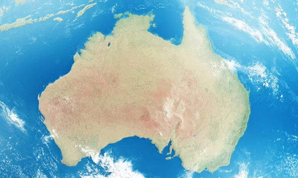 Close-up Detailed View on Australia from Space. Elements of this image furnished by NASA. 3D Rendering