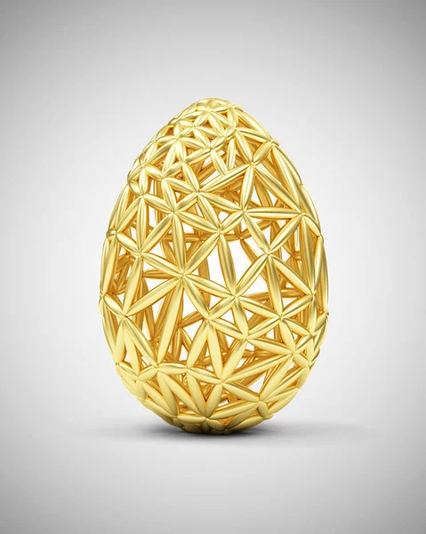 Huevo Dorado Renderizado Huevos Pascua Fondo Blanco Diseño — Foto de Stock