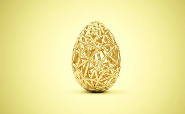 イースターエッグの黄金の3Dレンダリング 白地だ デザイン — ストック写真